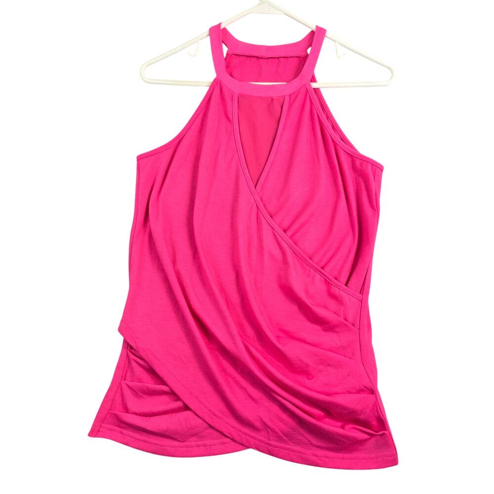 Cupshe‎ Mesh Insert Wrap Cami Women's Medium Pink Beach Resort Barbie Halter Top